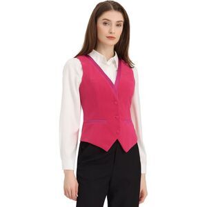Velvet Suit Waistcoat Retro Sleeveless Steampunk Blazer Dressy Vest Hot Pink